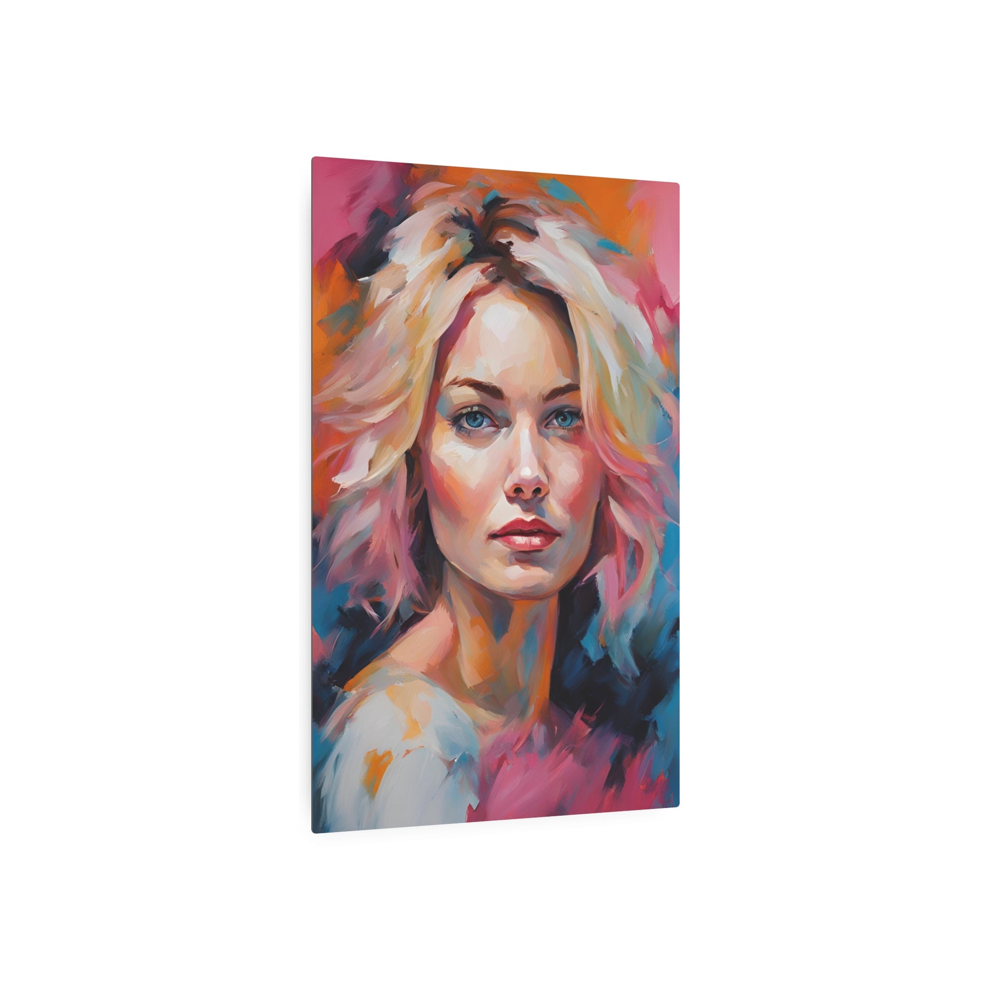 Stunning Portrait of a Young Woman | Vibrant Colorful Artwork Metal Art Sign