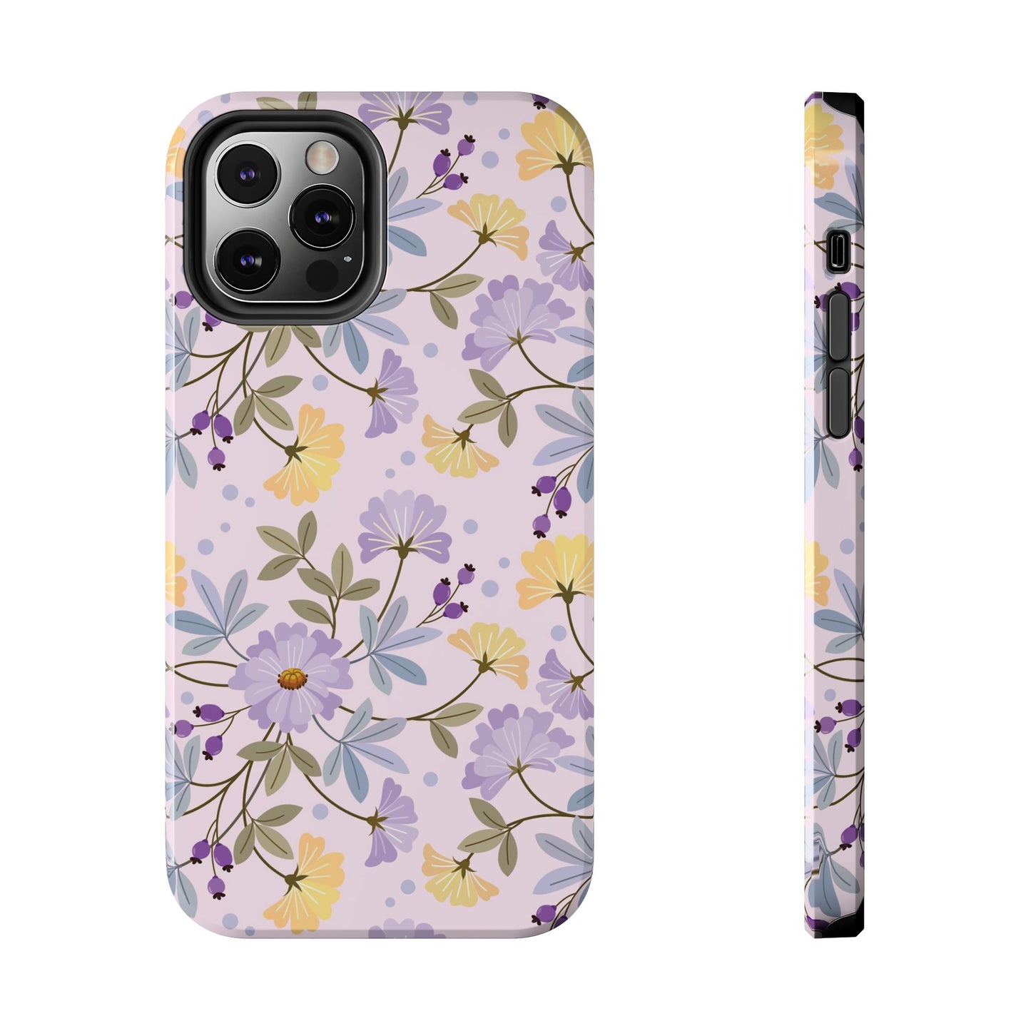 Blooming yellow and purple flowers Tough Phone Cases iPhone 12 Pro