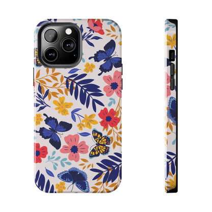 Seamless pattern with butterflies and flowers Tough Phone Cases iPhone 13 Pro Max