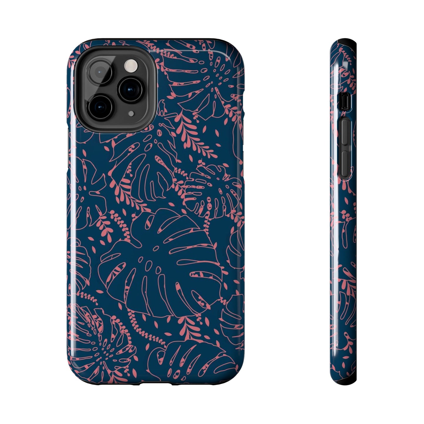 Dark Blue Leaves Tough Phone Cases iPhone 11 Pro