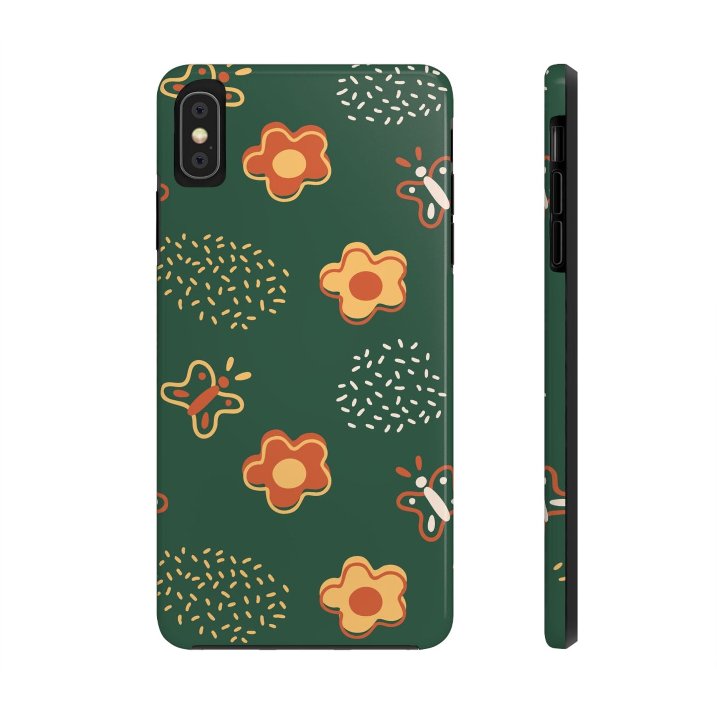 Seamless pattern with flowers and butterflies Tough Phone Cases iPhone XS MAX