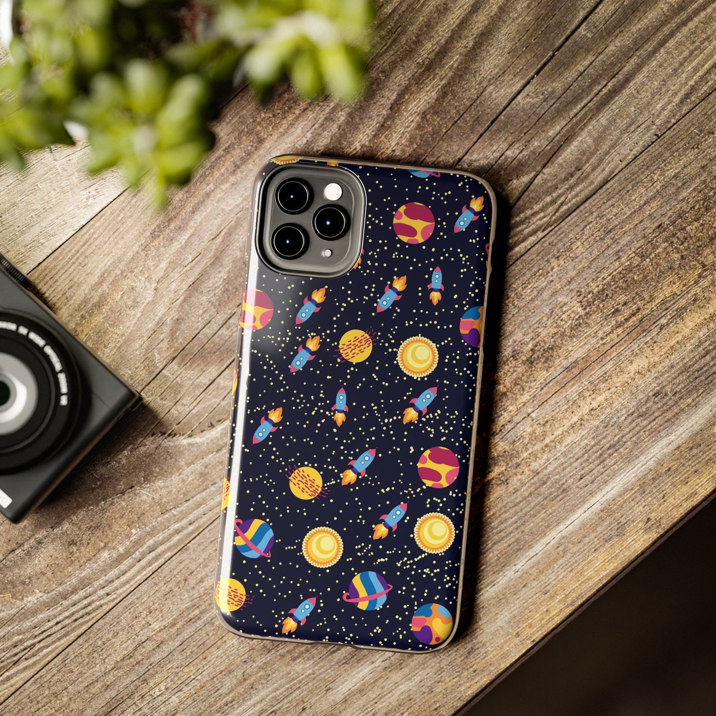 Seamless space pattern. Planets, rockets Tough Phone Cases