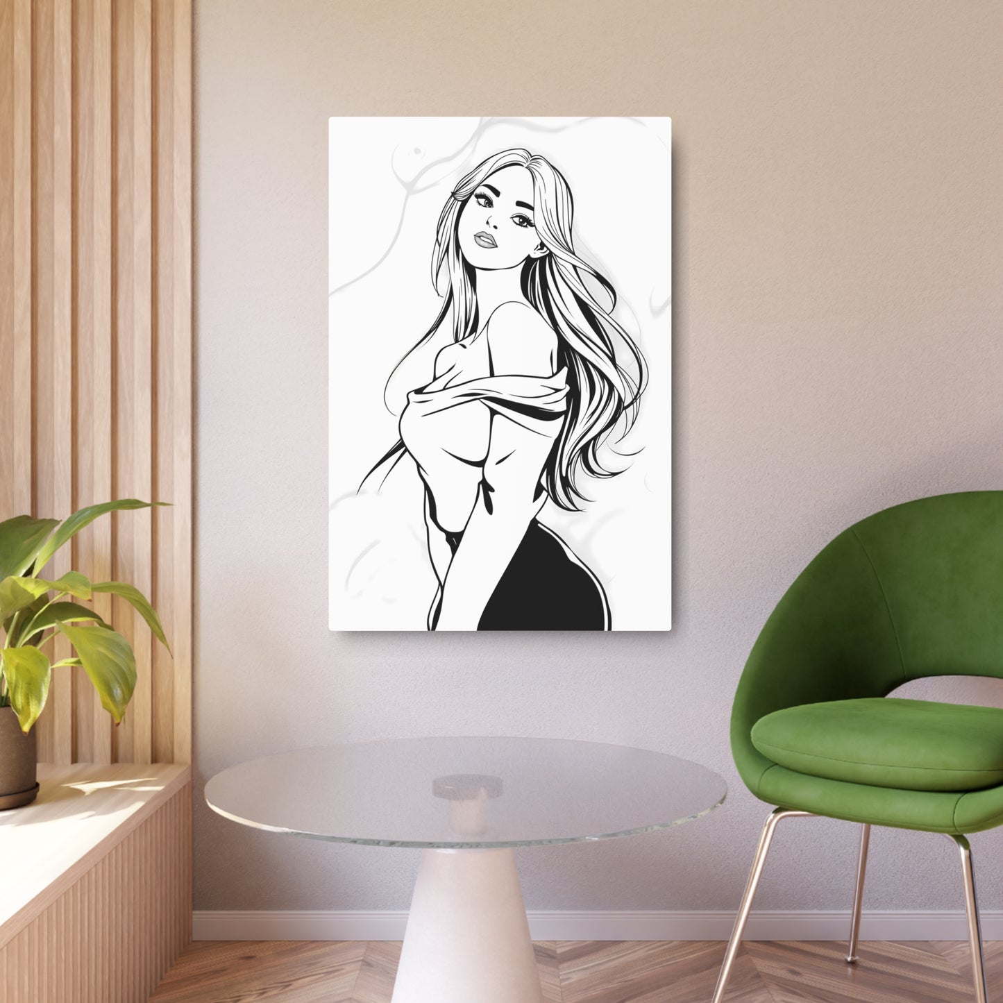 Elegant Line Art Beauty - Metal Sign Print