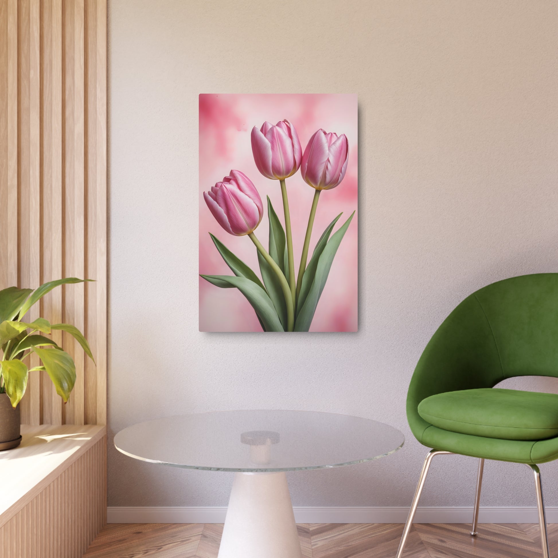 Pink tulips Metal Art Sign