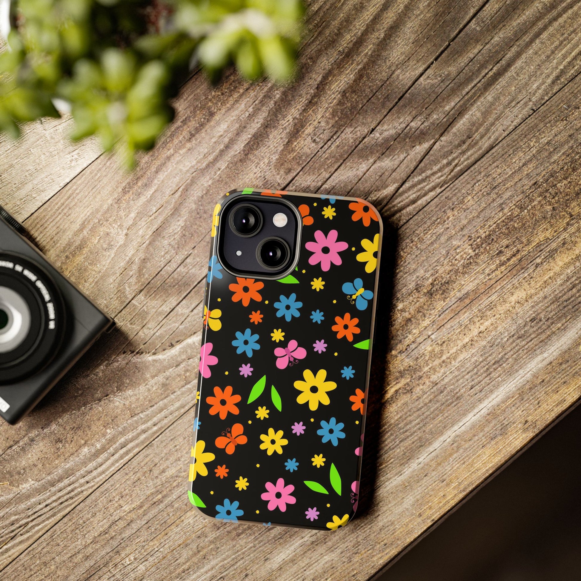 Cute pattern with simple flowers and butterflies. Tough Phone Cases