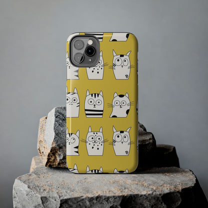 Doodle Seamless Pattern with Cute Cats Tough Phone Cases