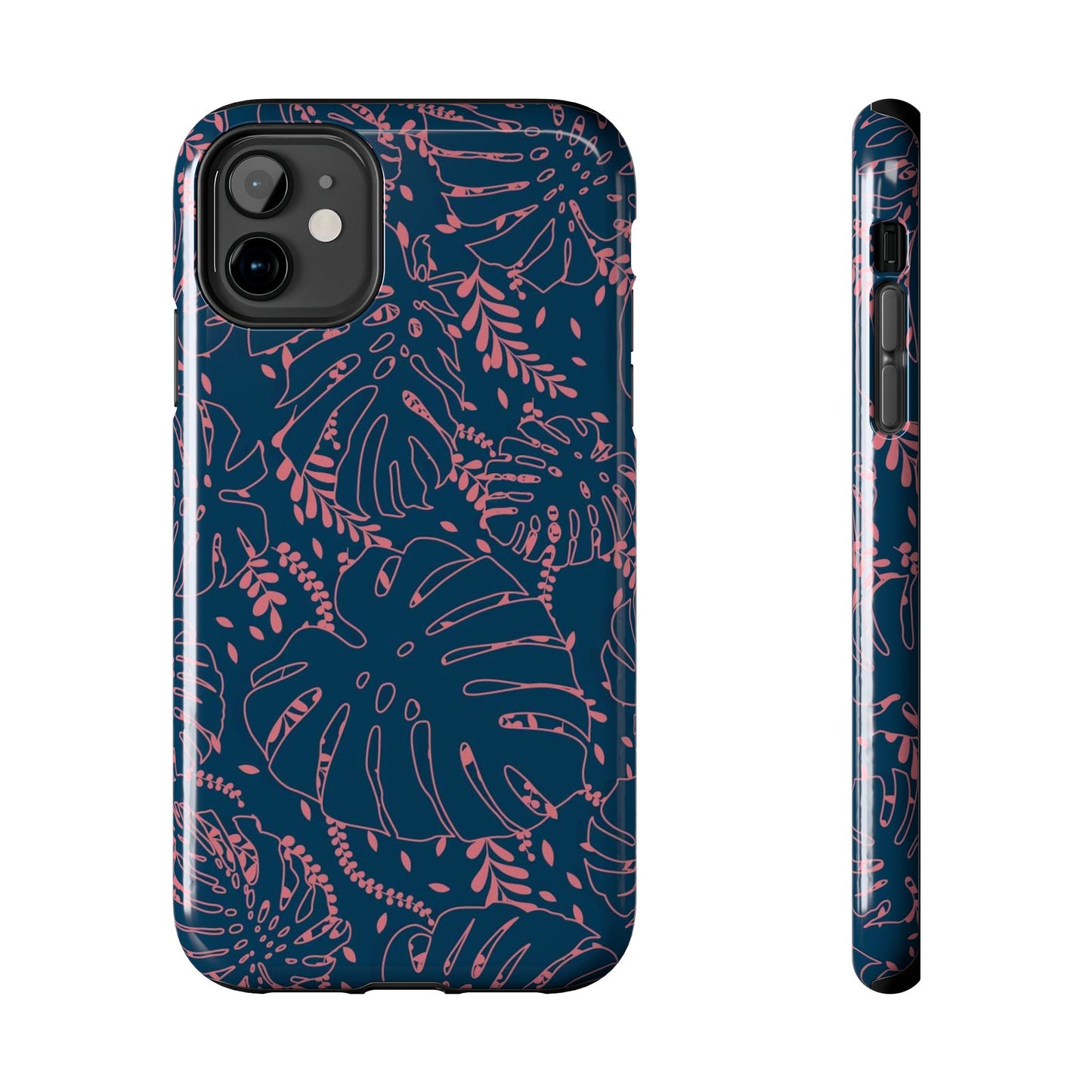 Dark Blue Leaves Tough Phone Cases iPhone 11