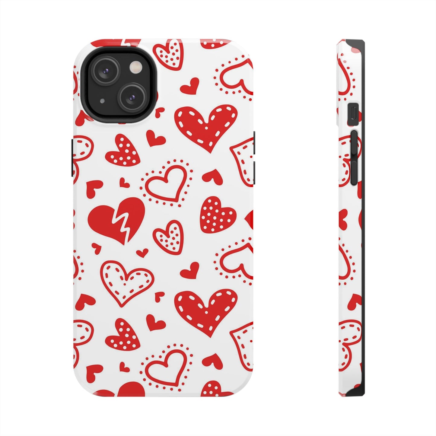 Seamless pattern of red hearts Tough Phone Cases iPhone 14 Plus