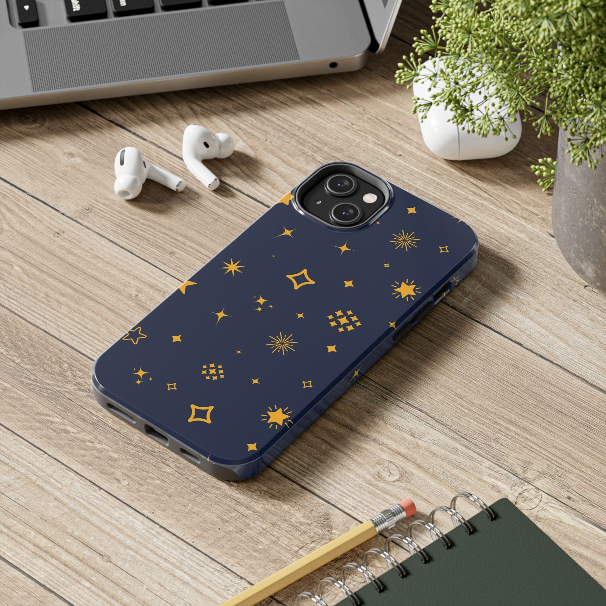 pattern on a blue Tough Phone Cases