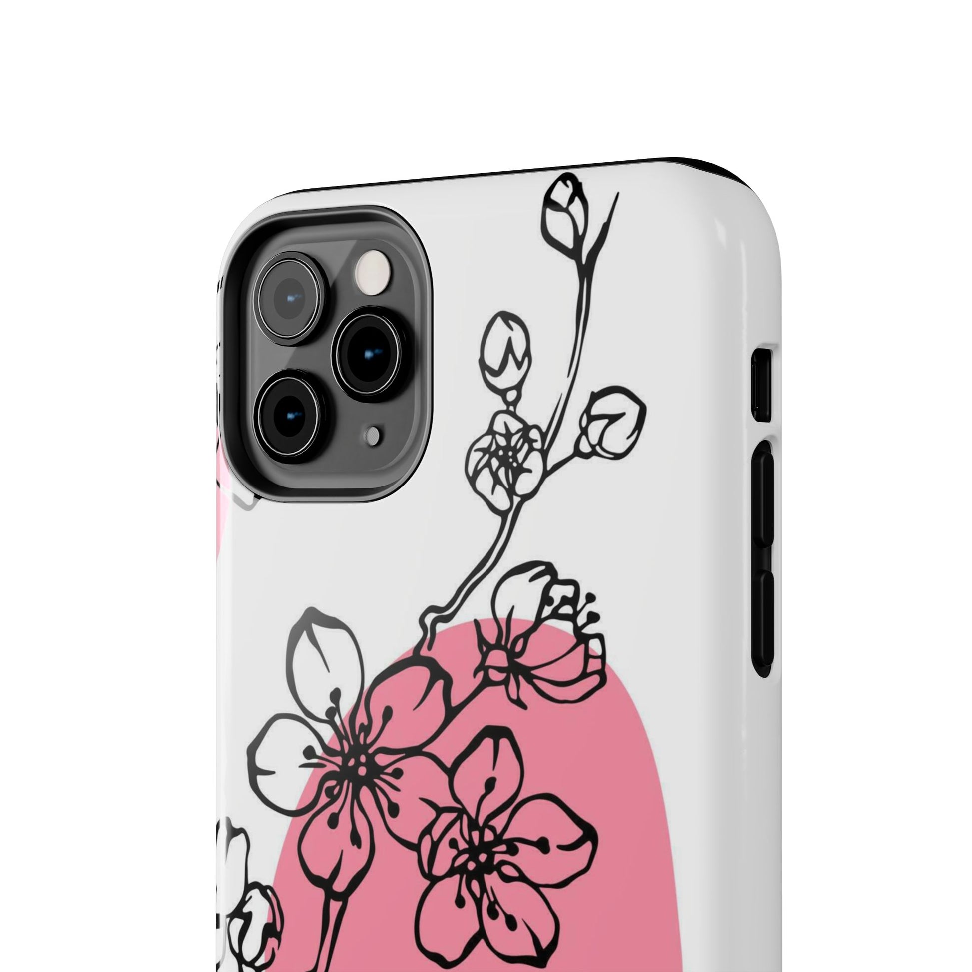 Spring blossom monochrome line art floral Tough Phone Cases