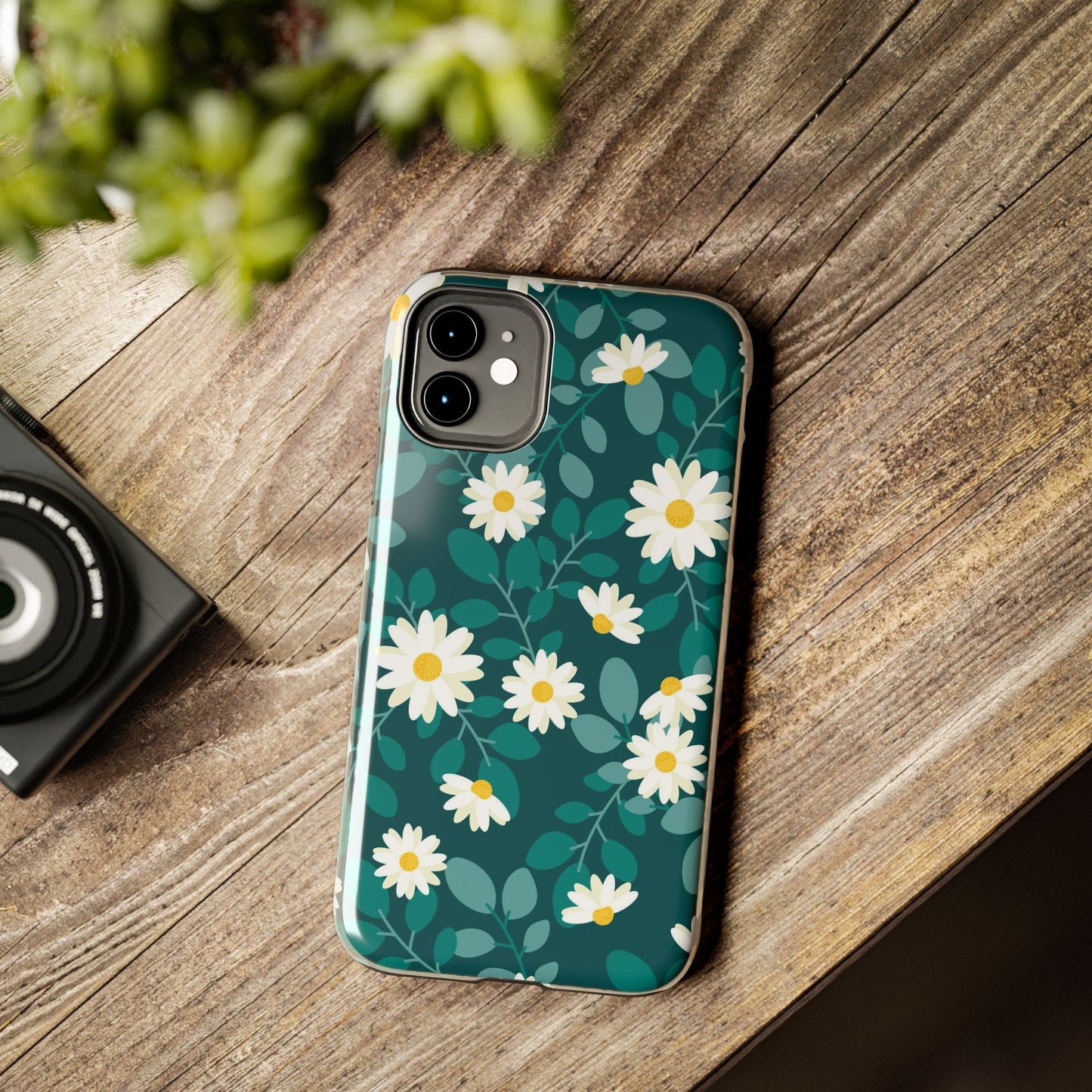 cute white daisy flower flat style seamless pattern Tough Phone Cases