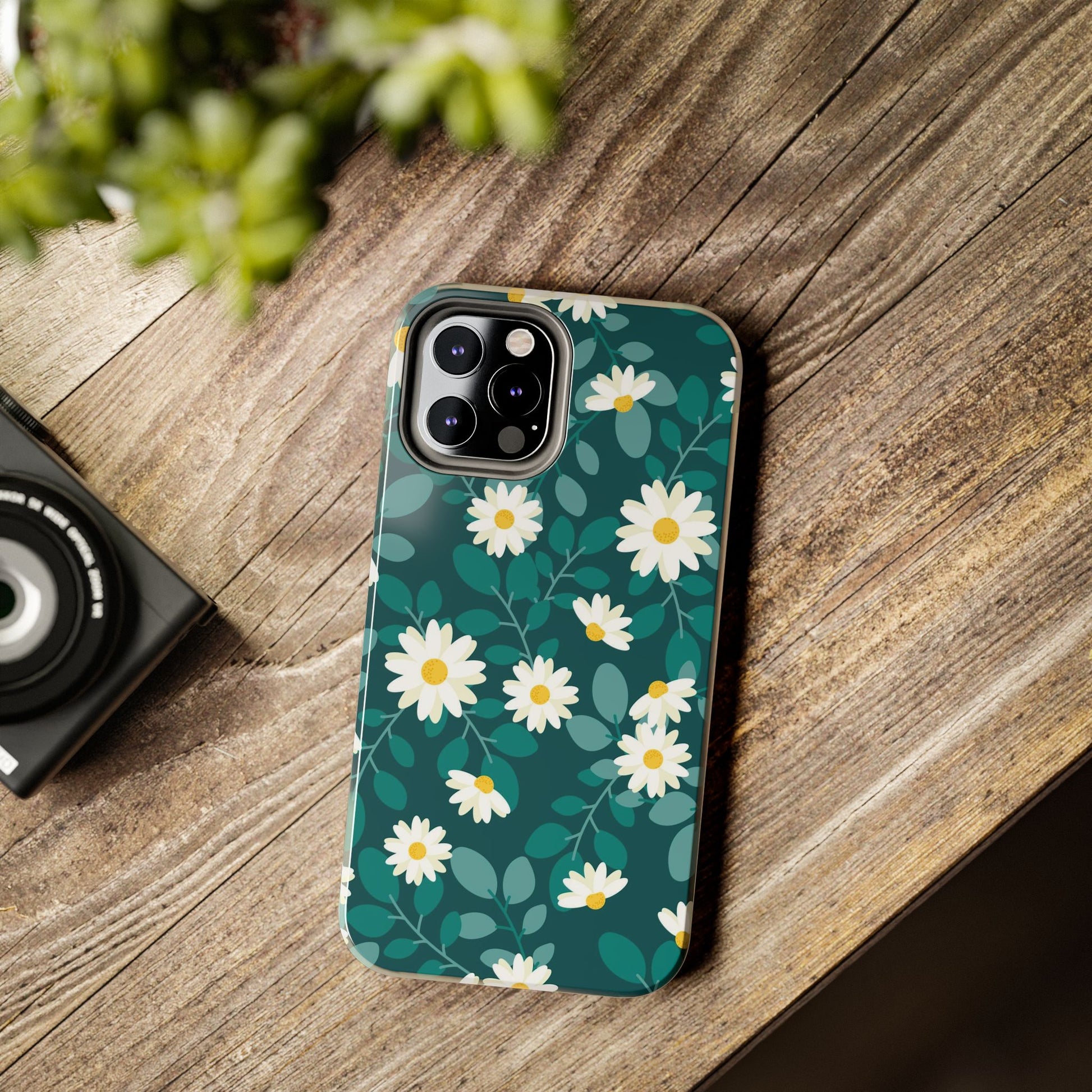 cute white daisy flower flat style seamless pattern Tough Phone Cases