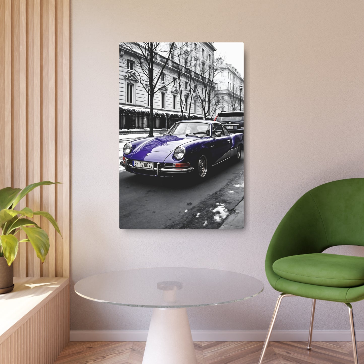 Vintage Purple Car Metal Sign | Retro Automotive Wall Art