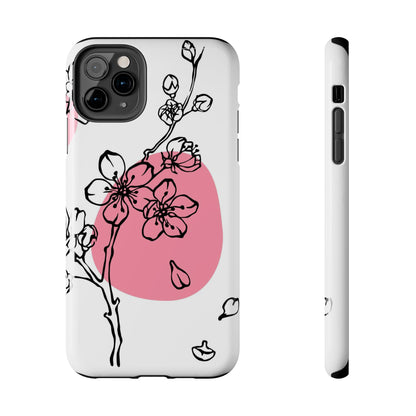 Spring blossom monochrome line art floral Tough Phone Cases iPhone 11 Pro Max