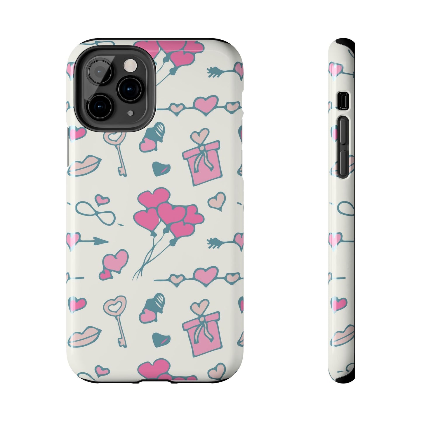 Pink seamless pattern with cute love doodles Tough Phone Cases iPhone 11 Pro