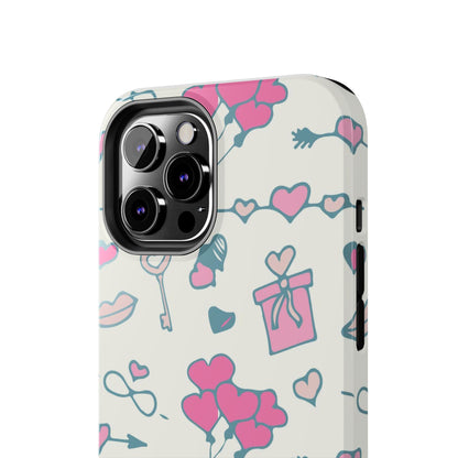 Pink seamless pattern with cute love doodles Tough Phone Cases