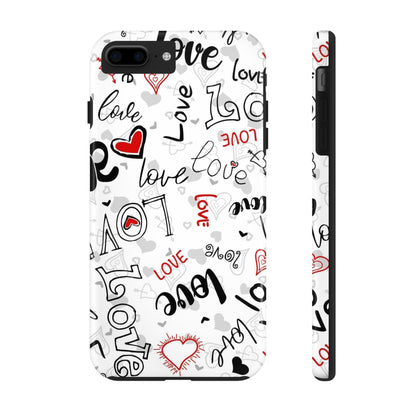 hearts with the words love Tough Phone Cases iPhone 7 Plus, iPhone 8 Plus