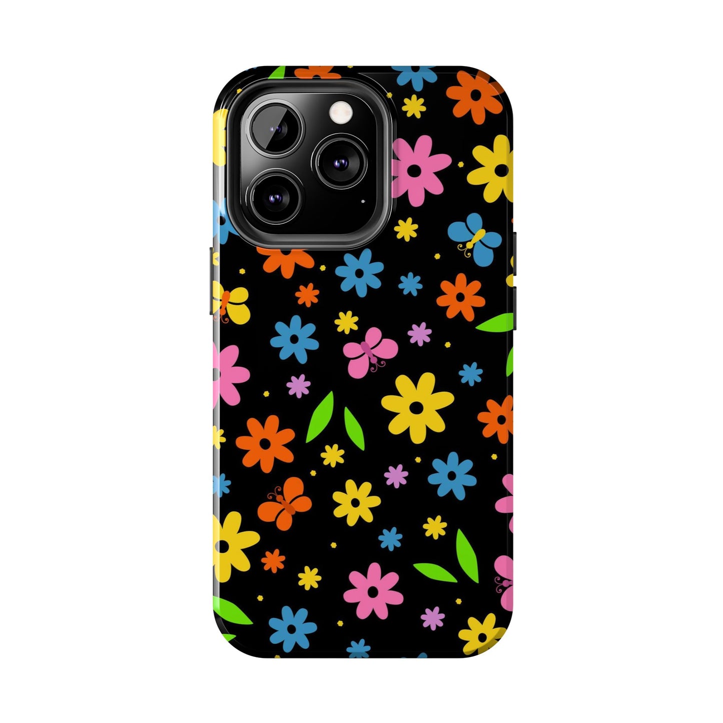 Cute pattern with simple flowers and butterflies. Tough Phone Cases