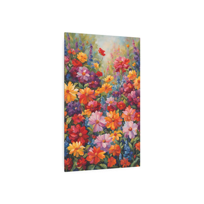 Floral Symphony: A Burst of Vibrant Blooms Metal Art Sign