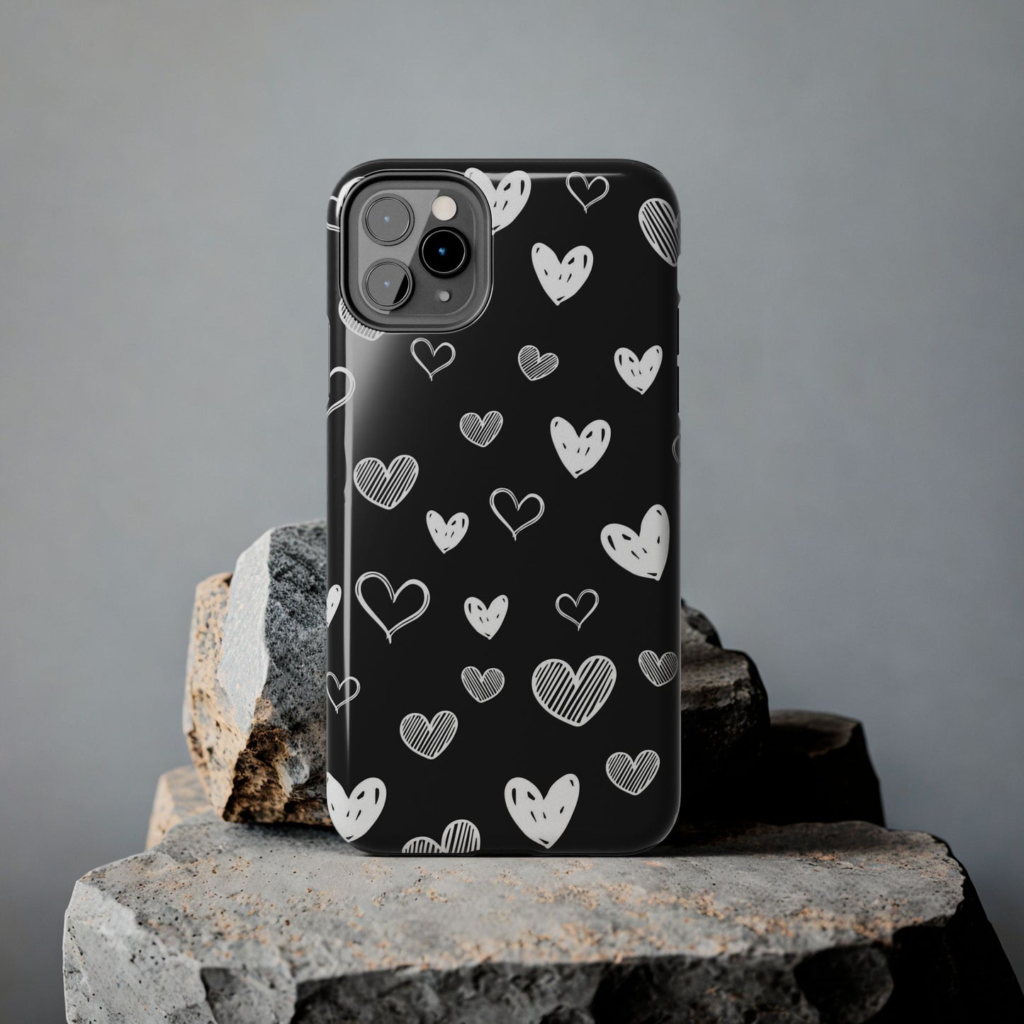 Heart doodles seamless pattern Tough Phone Cases