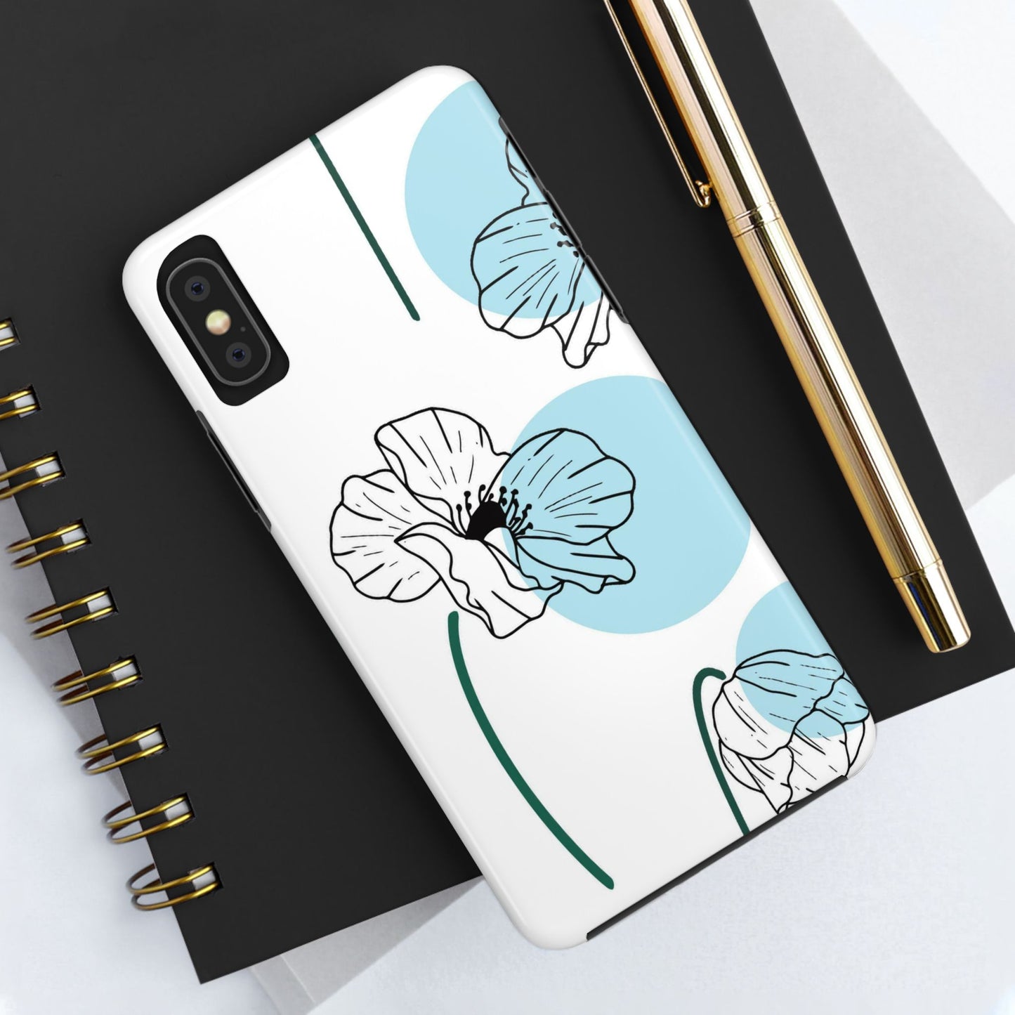 Hand drawn Blue Flower abstract Tough Phone Cases