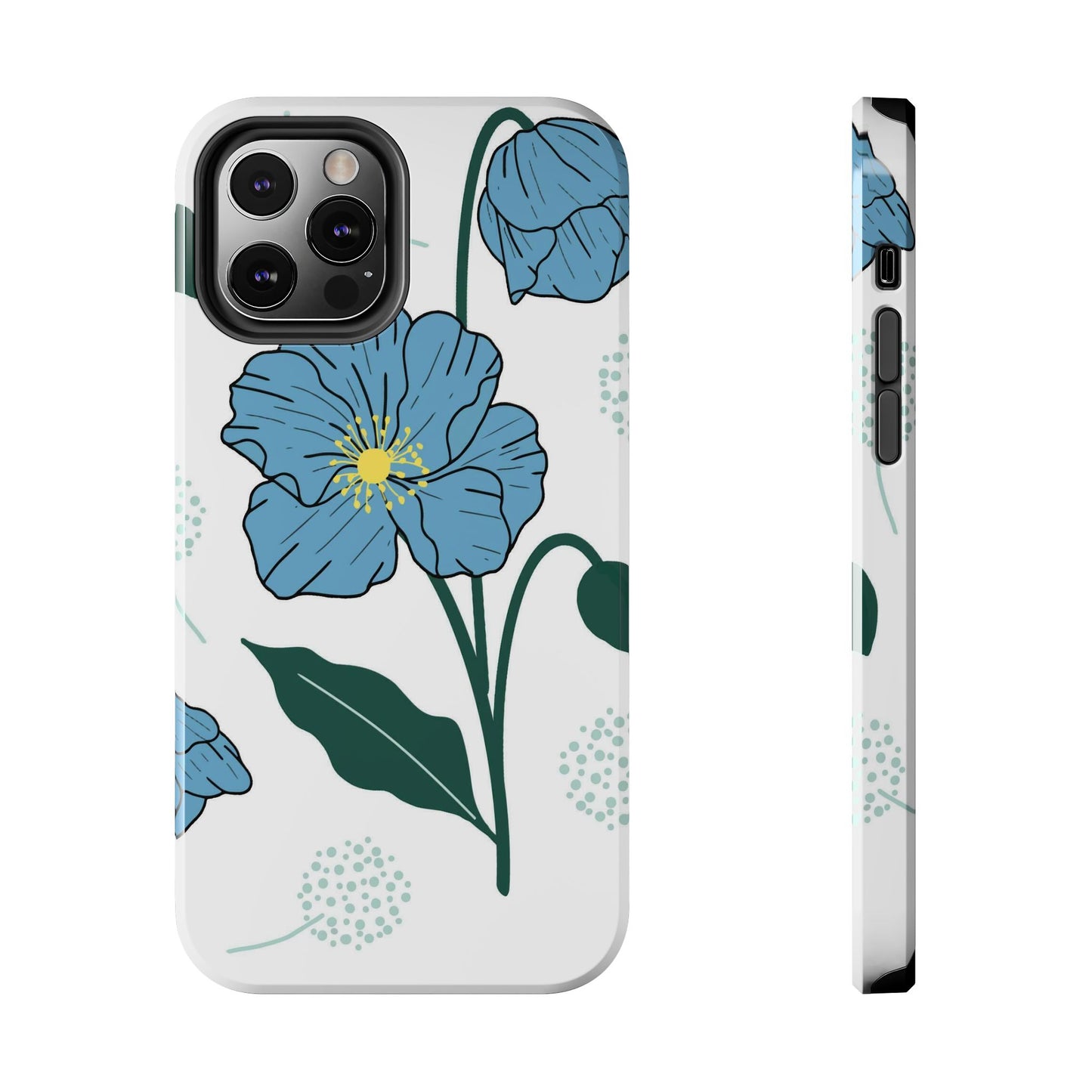 Hand drawn Blue Flower abstract Tough Phone Cases iPhone 12 Pro