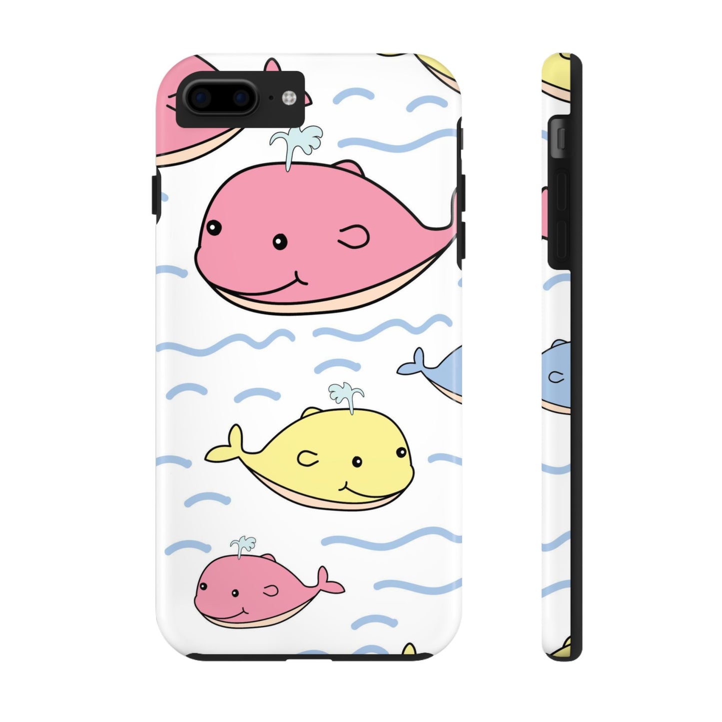 Seamless cute multicolored whale cartoon pattern Tough Phone Cases iPhone 7 Plus, iPhone 8 Plus