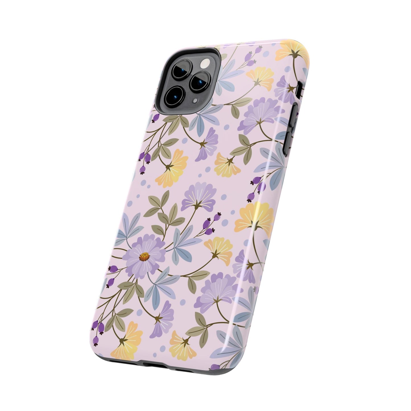 Blooming yellow and purple flowers Tough Phone Cases