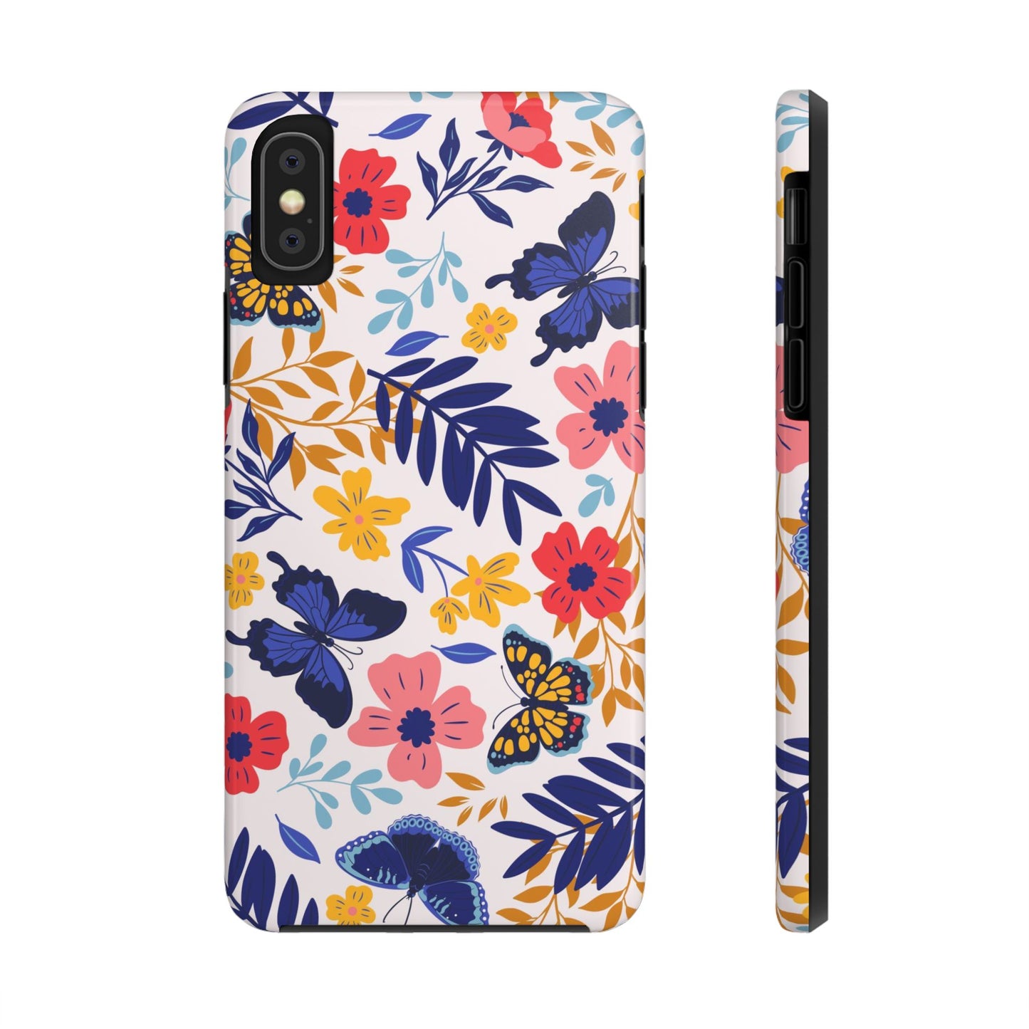 Seamless pattern with butterflies and flowers Tough Phone Cases iPhone XS