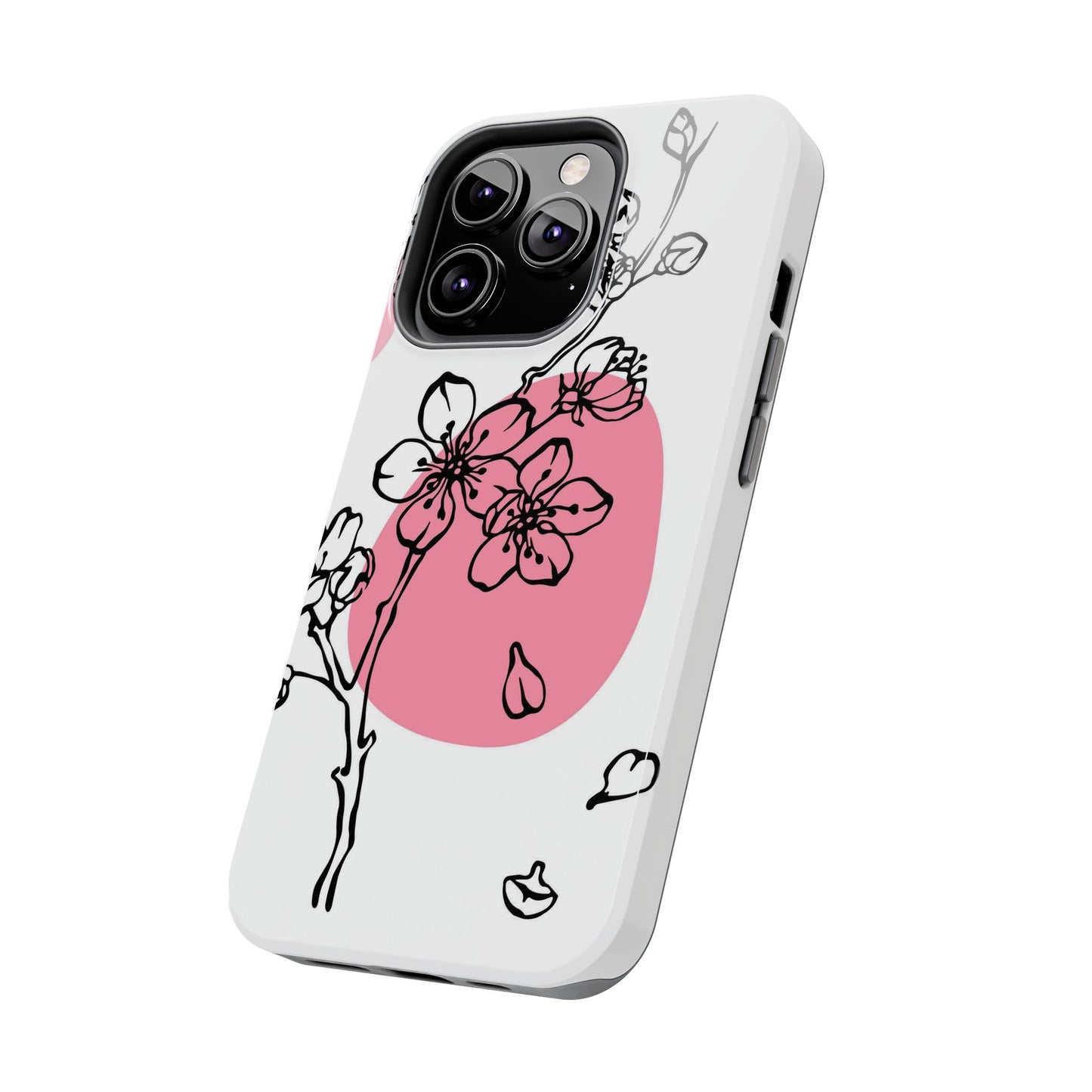 Spring blossom monochrome line art floral Tough Phone Cases