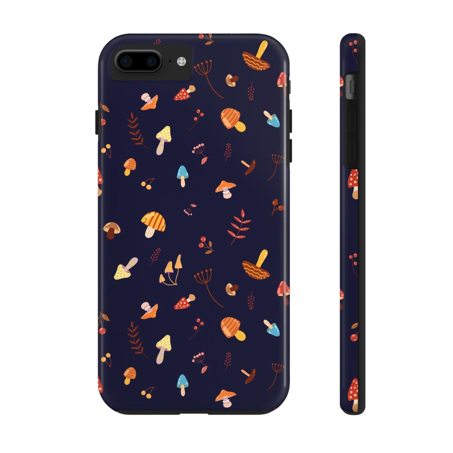 Seamless pattern with different mushrooms. Tough Phone Cases iPhone 7 Plus, iPhone 8 Plus