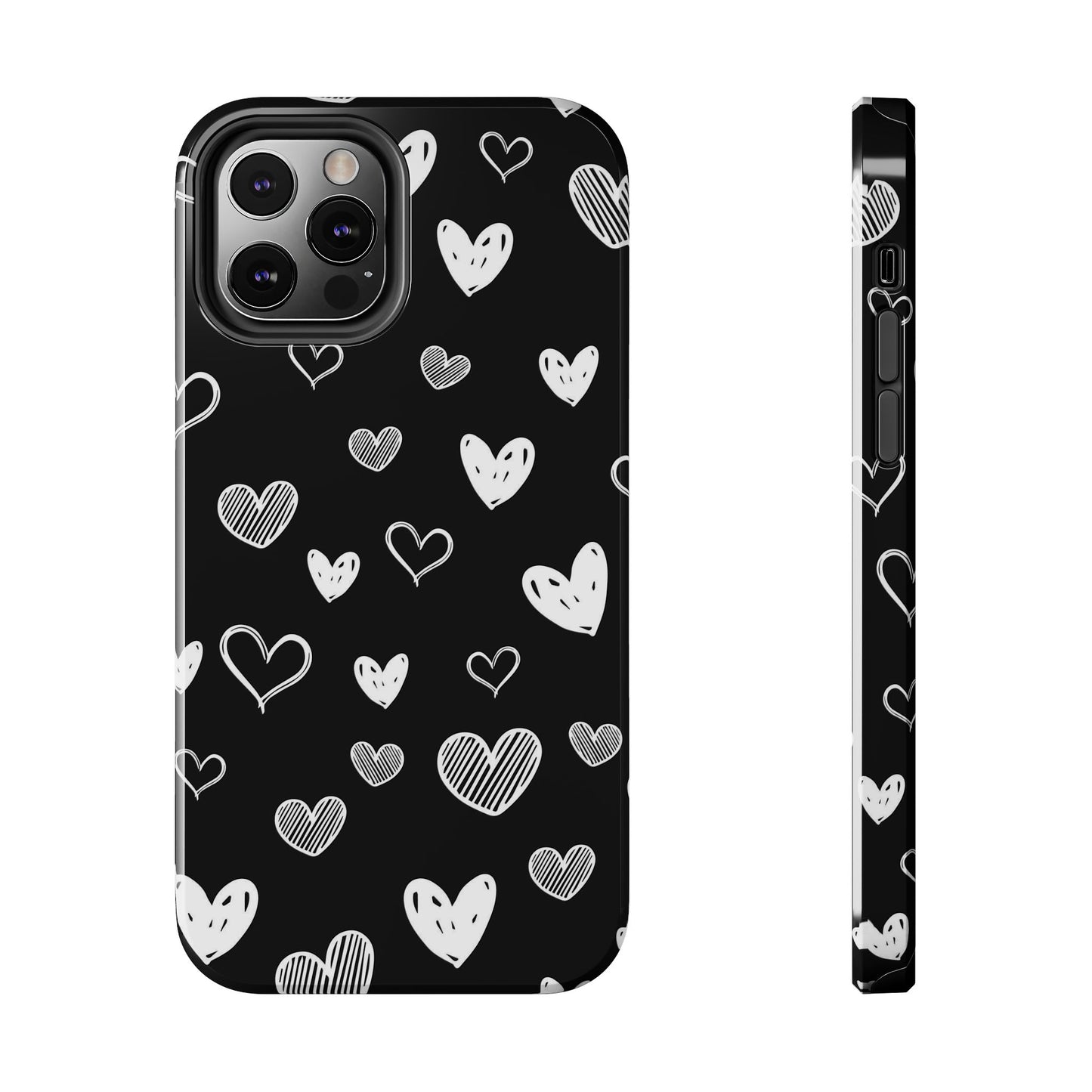 Heart doodles seamless pattern Tough Phone Cases iPhone 12 Pro