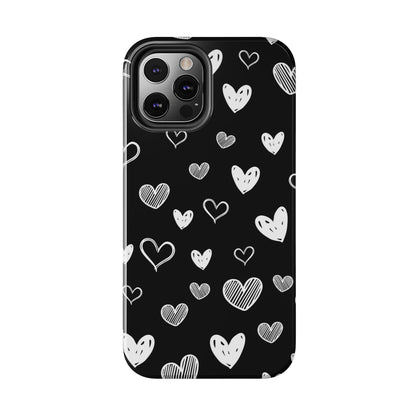 Heart doodles seamless pattern Tough Phone Cases