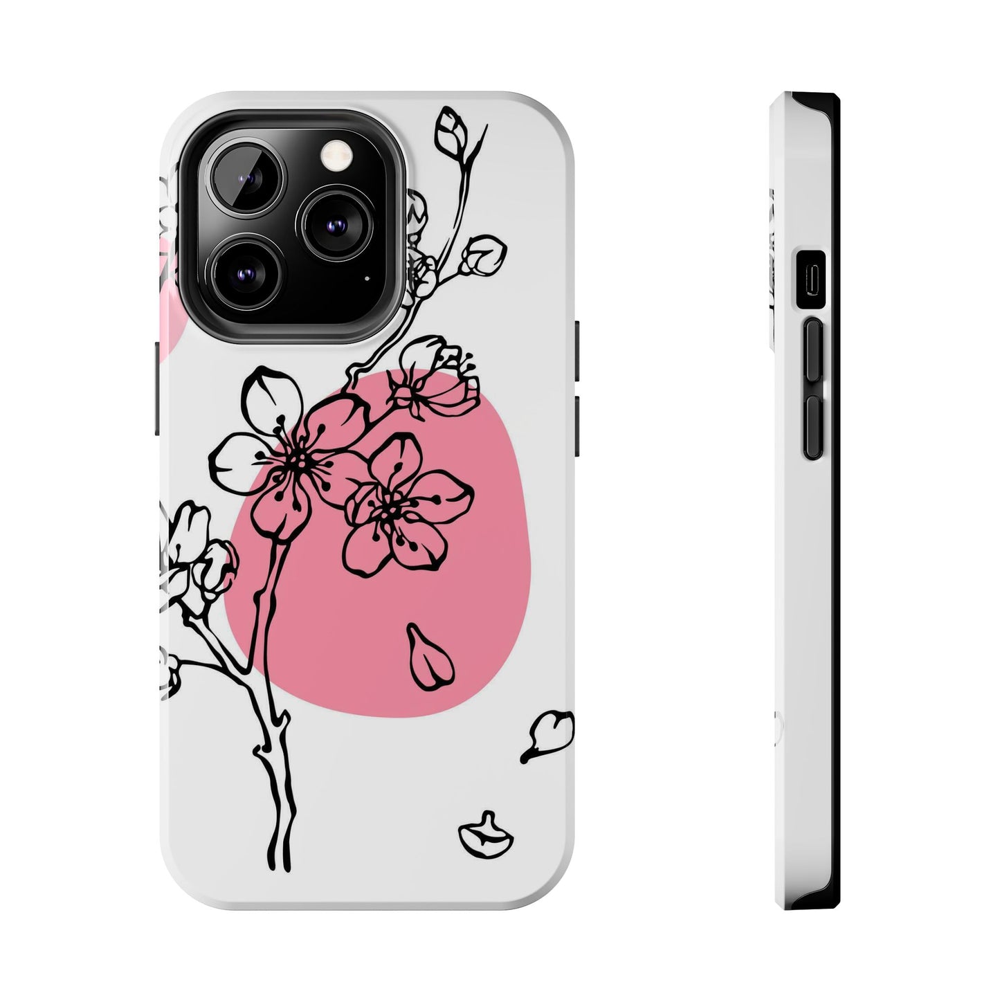 Spring blossom monochrome line art floral Tough Phone Cases iPhone 13 Pro