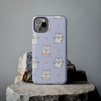 Doodle Seamless Pattern with Cute Cats Tough Phone Cases