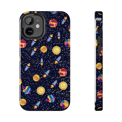 Seamless space pattern. Planets, rockets Tough Phone Cases iPhone 12 Mini