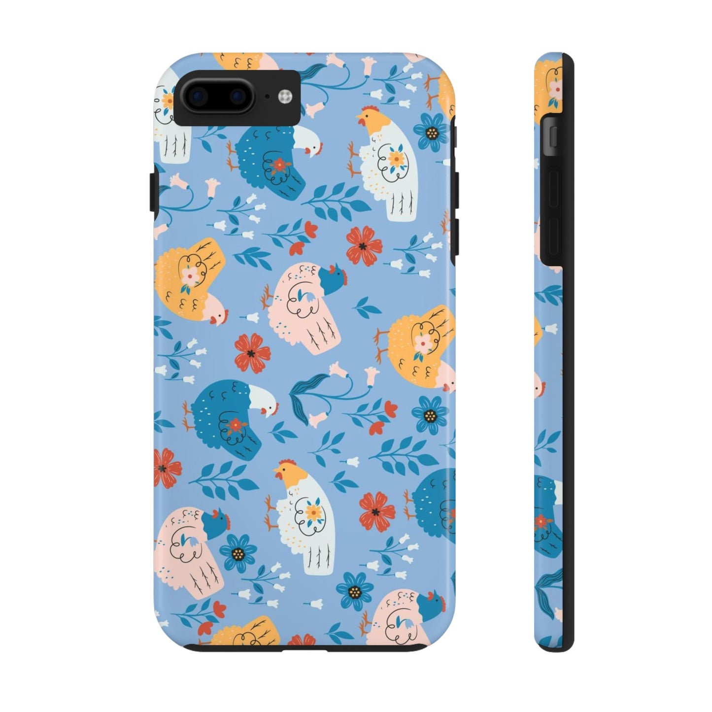 Seamless pattern with cute chickens and flowers Tough Phone Cases iPhone 7 Plus, iPhone 8 Plus