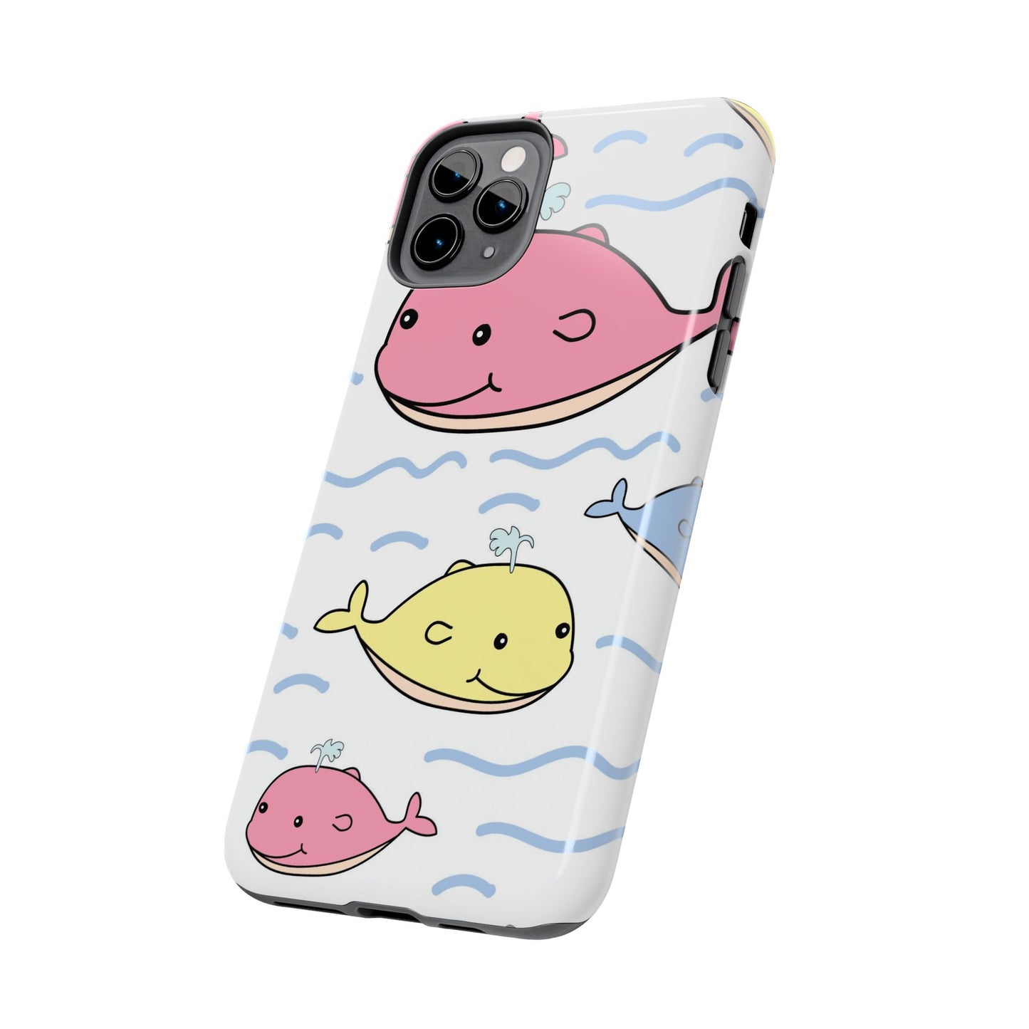 Seamless cute multicolored whale cartoon pattern Tough Phone Cases