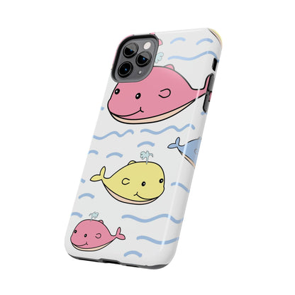 Seamless cute multicolored whale cartoon pattern Tough Phone Cases