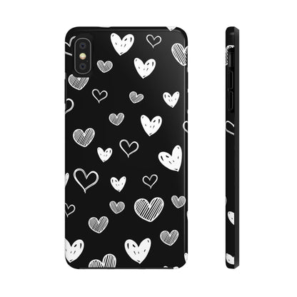 Heart doodles seamless pattern Tough Phone Cases iPhone XS MAX