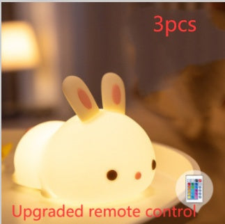 New Year'S Gift Rabbit Silicone Lamp Pat Feeding Creative Night Light Children'S Toys Upgraded remote control model 3PCS