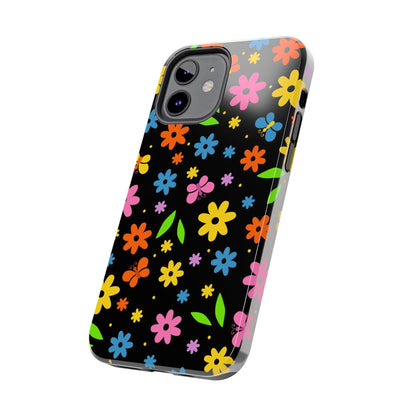 Cute pattern with simple flowers and butterflies. Tough Phone Cases