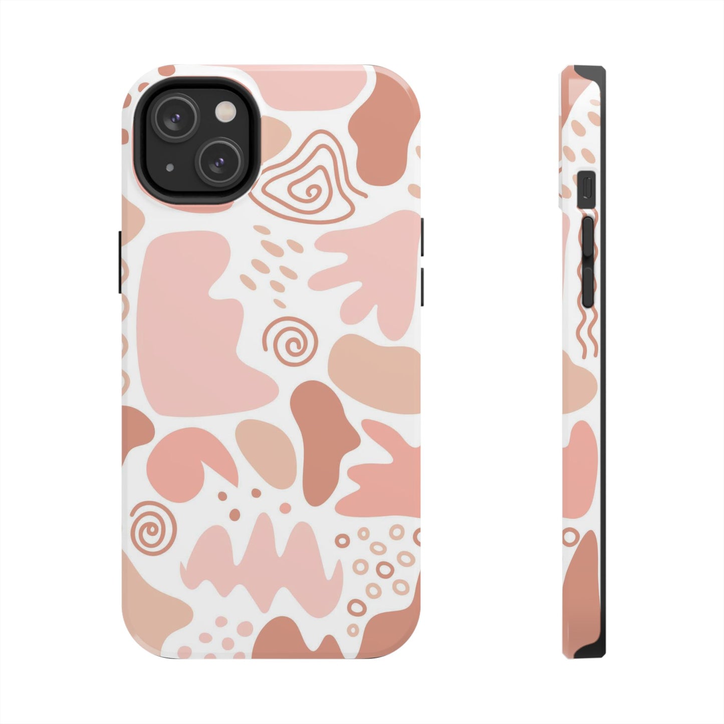 Set of organic abstract shapes in pastel colors. Pink and beige Tough Phone Cases iPhone 14 Plus