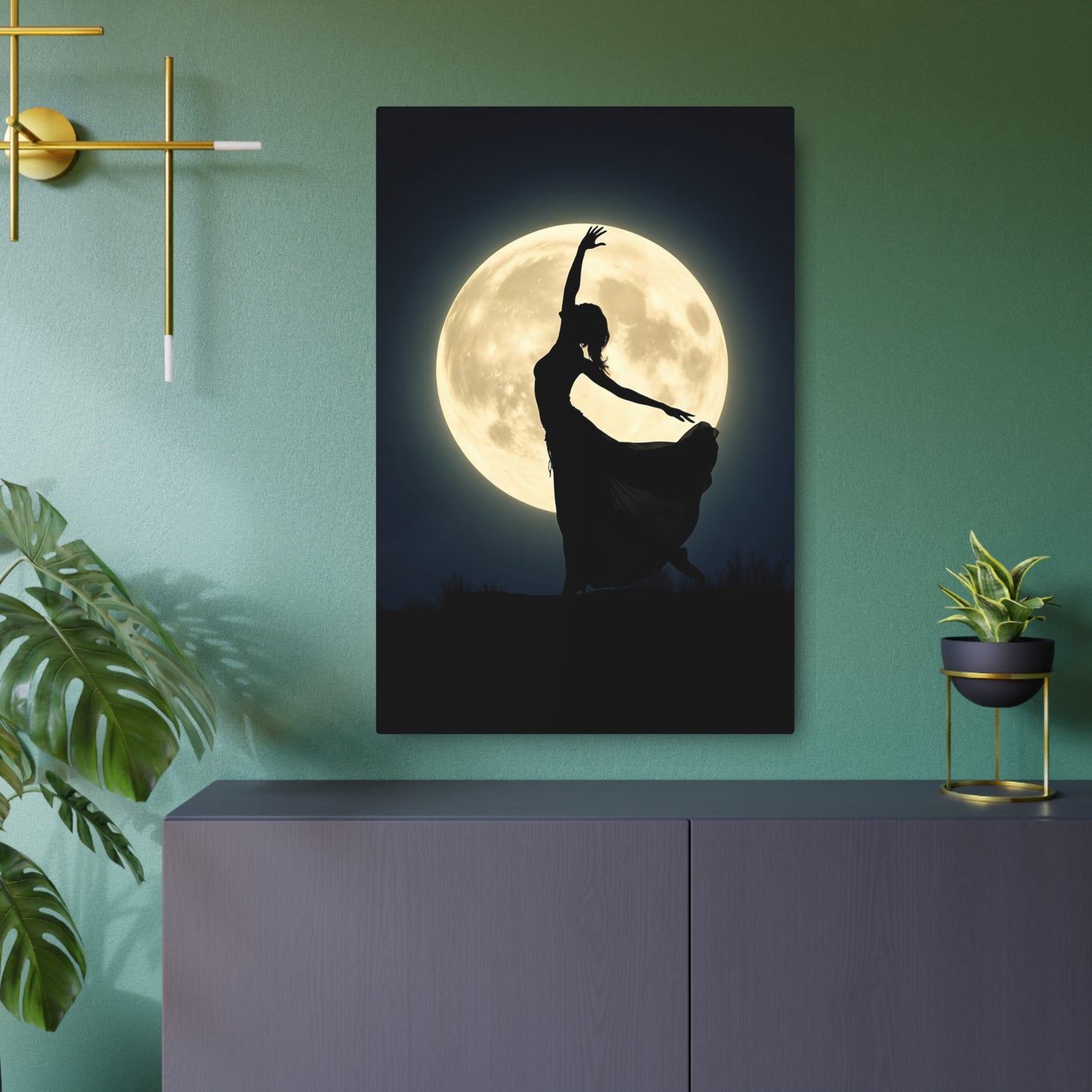 Moonlit Dance: Embrace the Night Metal Art Sign 24" x 36" (Vertical) 0.12''