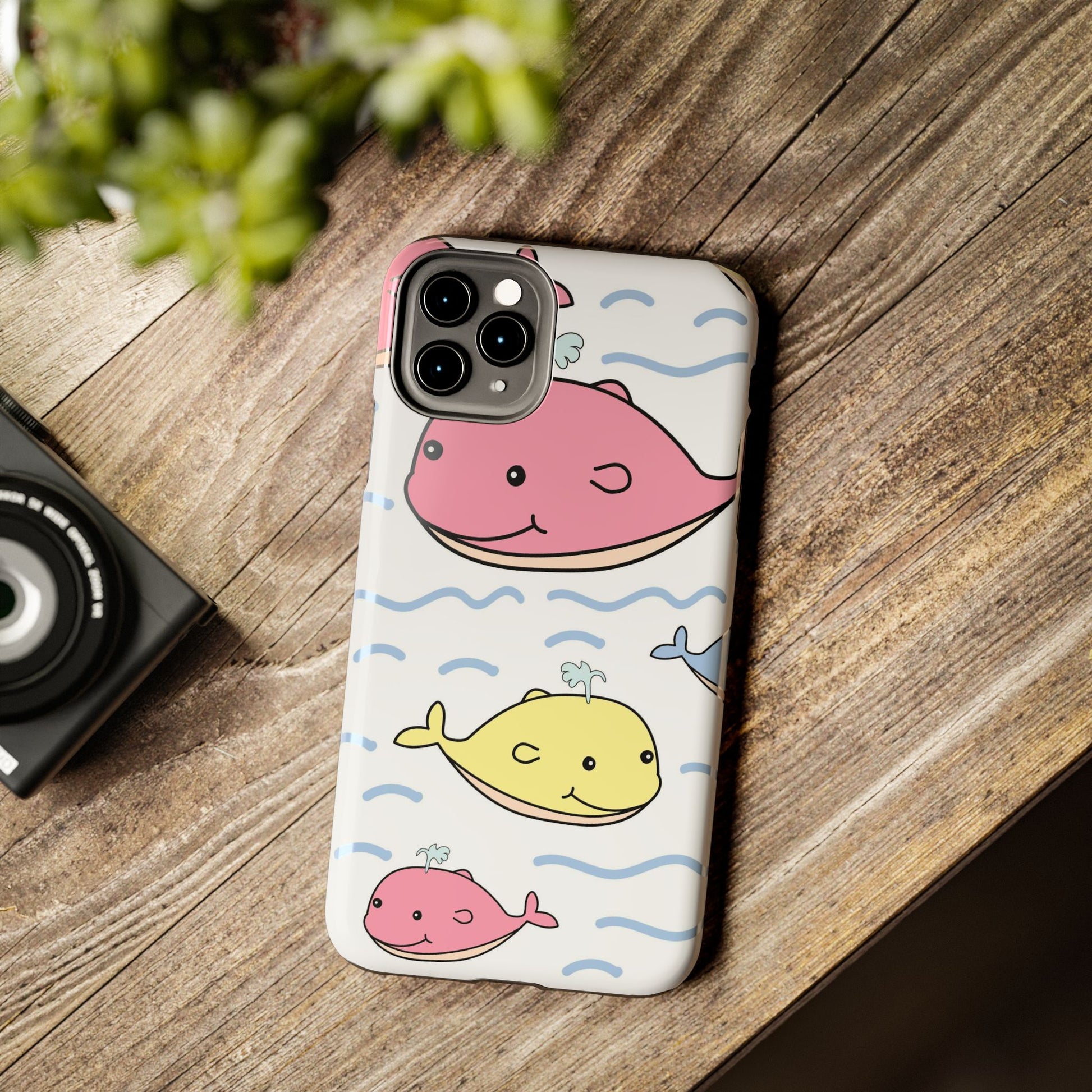 Seamless cute multicolored whale cartoon pattern Tough Phone Cases