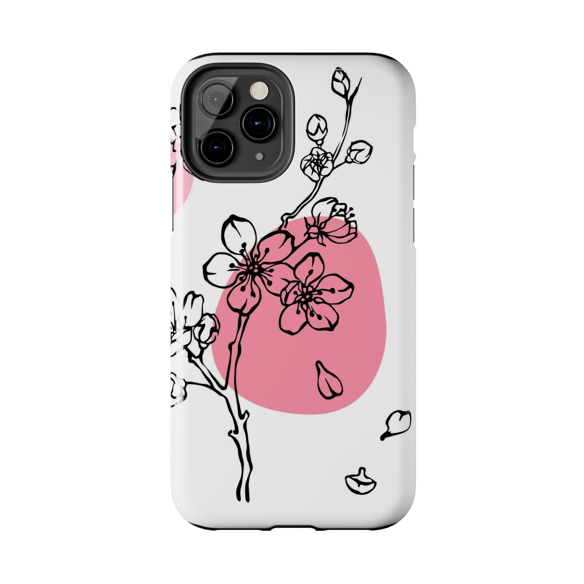 Spring blossom monochrome line art floral Tough Phone Cases