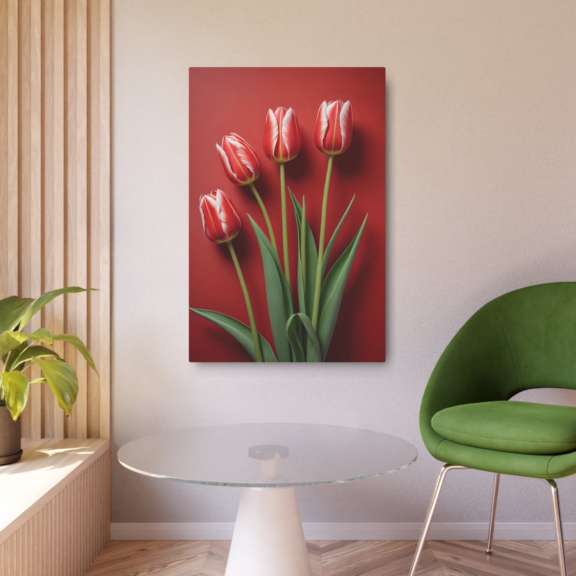 Red tulips Metal Art Sign