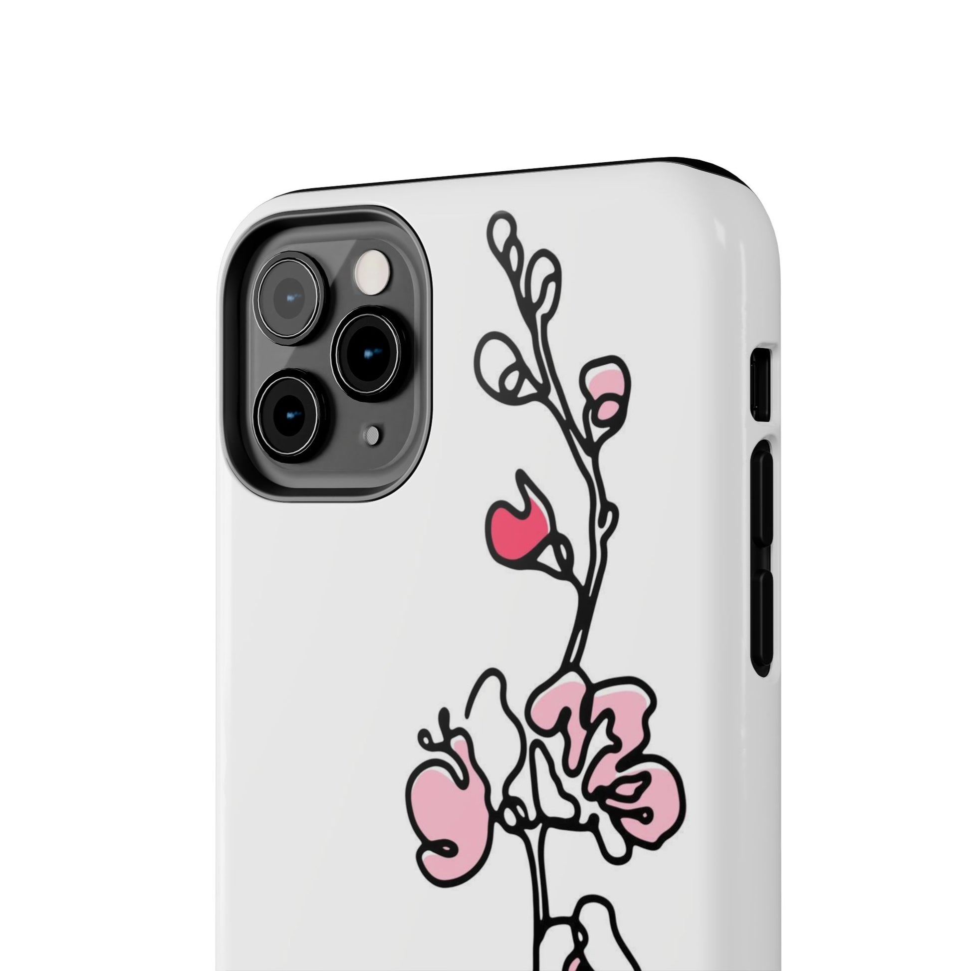 Cherry blossom single line art with abstract pink Tough Phone Cases