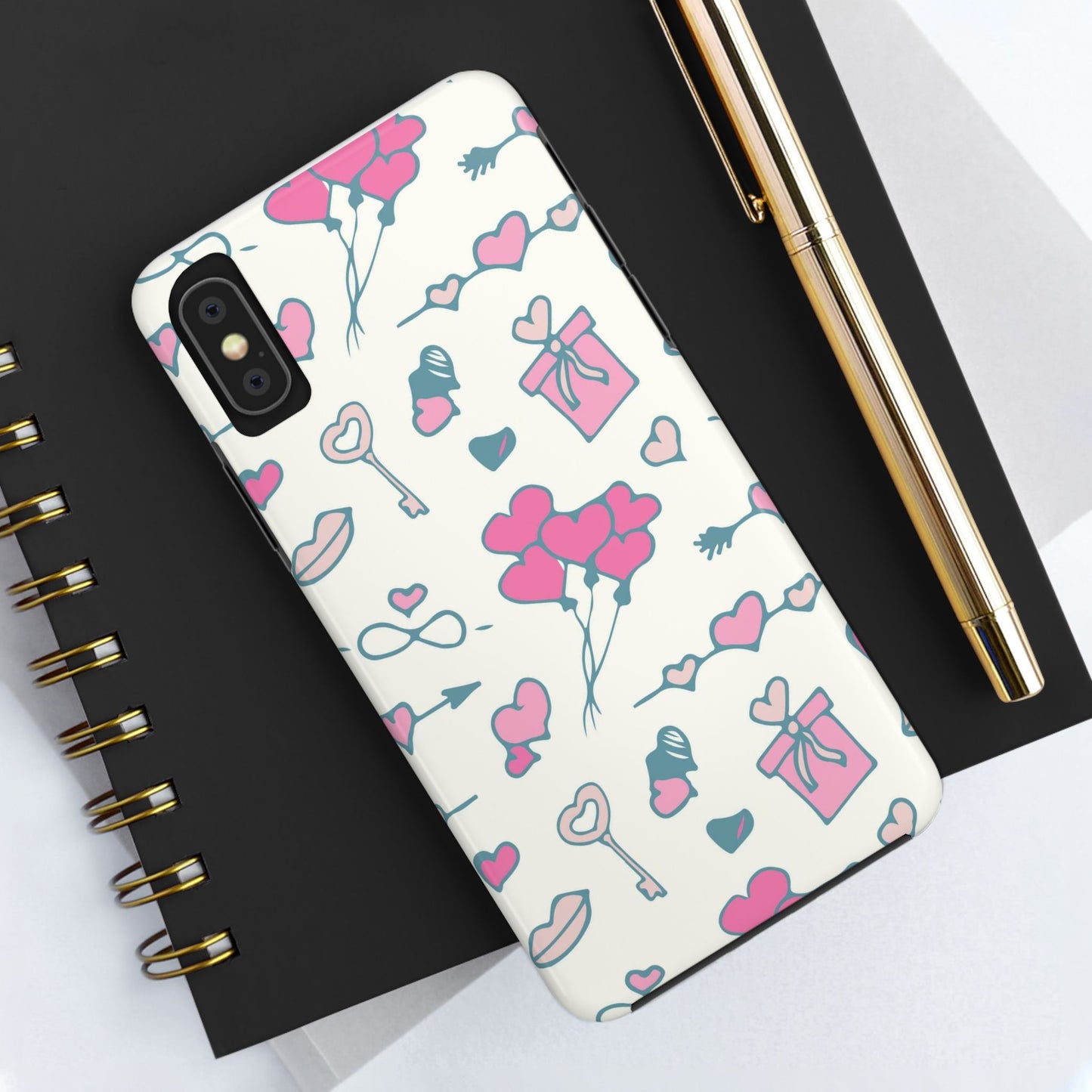 Pink seamless pattern with cute love doodles Tough Phone Cases