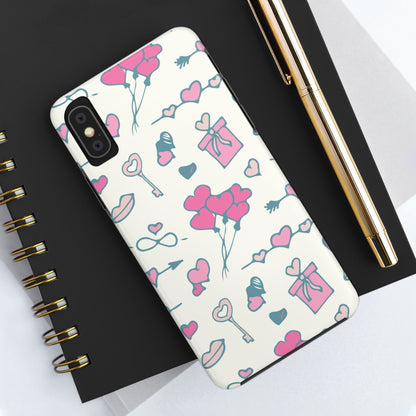 Pink seamless pattern with cute love doodles Tough Phone Cases